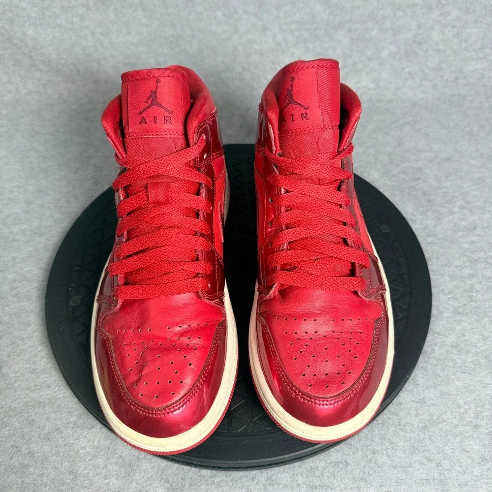 Nike Air Jordan 1 Mid Pomegranate Red Patent Leather DH5894-600 Mens 7.5
